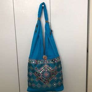 Blue Indian shoulder bag